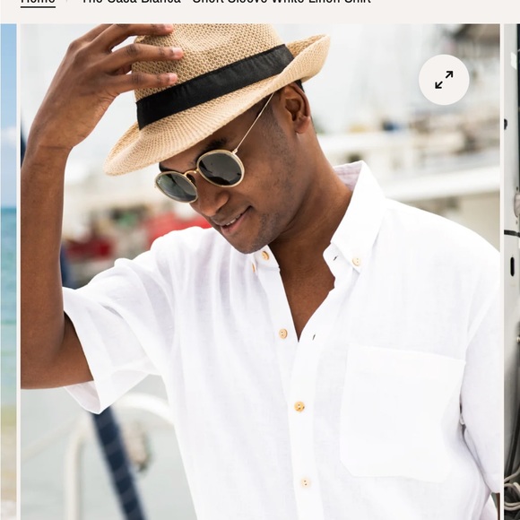 Brand new w/ tags KENNY FLOWERS “THE CASA BLANCA” SHORT SLEEVE WHITE LINEN SHIRT - Picture 3 of 5